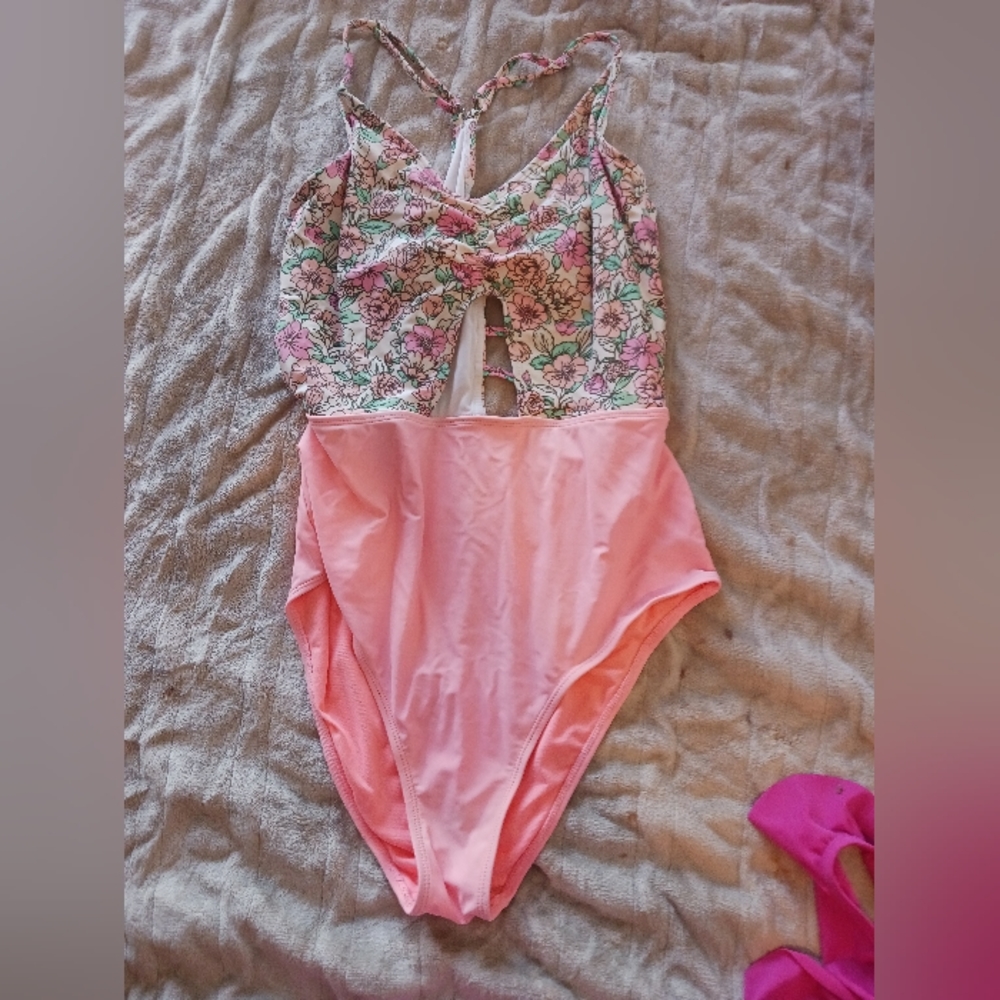 Pink floral swimsuit